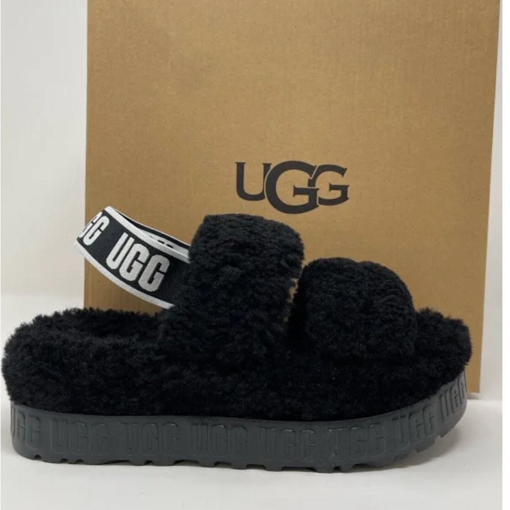 UGG. Australia women’s Oh Fluffita all black sheepskin Everyday slipper